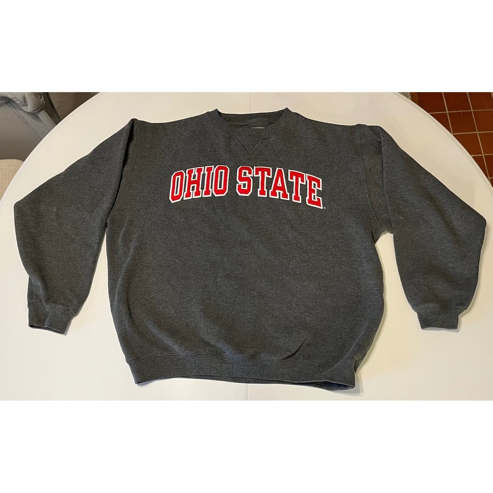 Y2K Ohio‎ State Buckeyes Crewneck Sweatshirt Gray Y2K Spellout Embroidered L